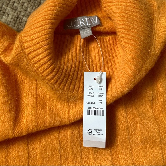 [J.Crew] NWT Ribbed Mockneck Sweater In Supersoft Yarn XS Orange - Picture 6 of 7